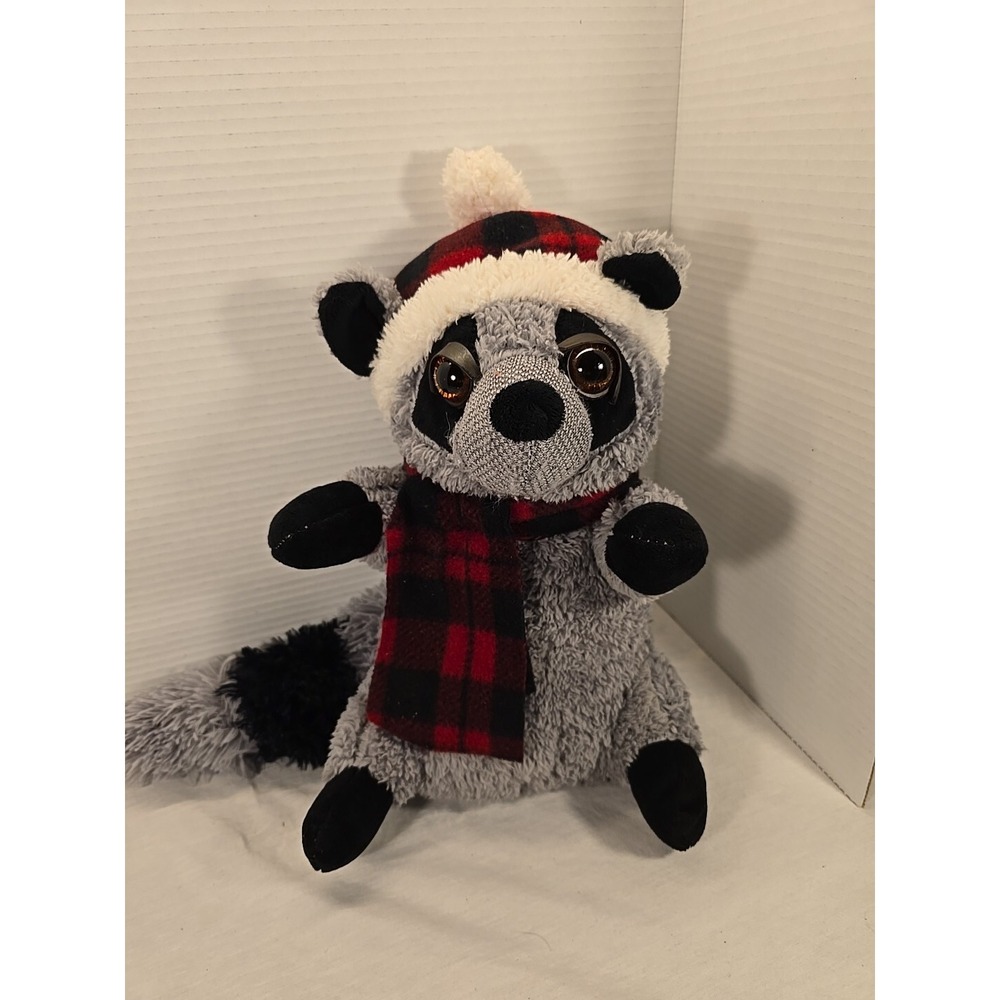 Dan Dee Collectors Choice Plush Raccoon Seated With Scarf And Hat Stuffed Animal